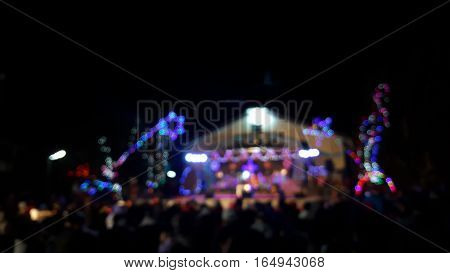 defocused flowing light dots on the background