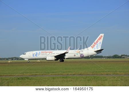 Amsterdam the Netherlands - June 9th 2016: EC-JAP Air Europa Boeing 737 take off from Polderbaan runway Schiphol destination Madrid Spain