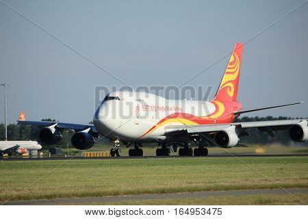 Amsterdam the Netherlands - August 18th 2016:B-2432 Yangtze River Express Boeing 747 taking off from Polderbaan Runway Amsterdam Airport Schiphol