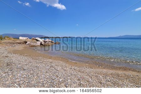 beach at Dream's island Eretria Euboea Greece