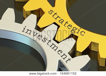 strategic investment concept on the gearwheels 3D rendering