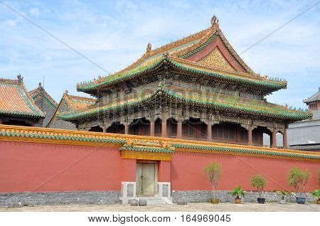 Jingdian Pavilion in Shenyang Imperial Palace (Mukden Palace), Shenyang, Liaoning, China. Shenyang Imperial Palace is UNESCO world heritage site built in 400 years ago.