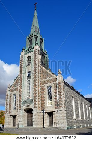 ROUGEMONT QUEBEC CANADA 10 19 16: Church of St. Michael (Saint-Michel) Rougemont is well known for its apple orchards and sugar shacks. It is also the location of Mont Rougemont and Rougemont Airport