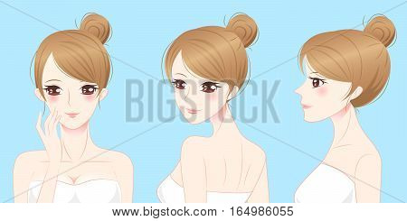 cartoon beauty skincare woman smile and enjoy