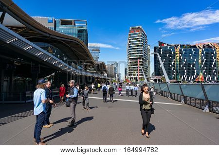 Southern Cross Railway Station Bridge With People