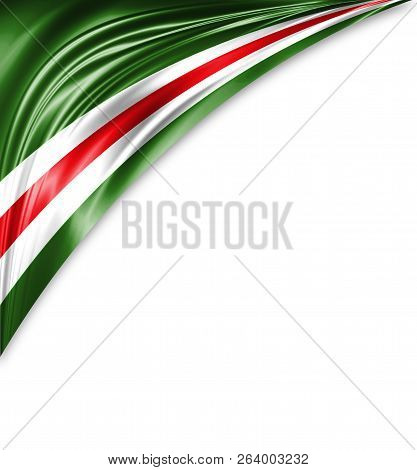 Chechen Republic Of Ichkeria Flag Of Silk With Copyspace For Your Text Or Images And White Backgroun
