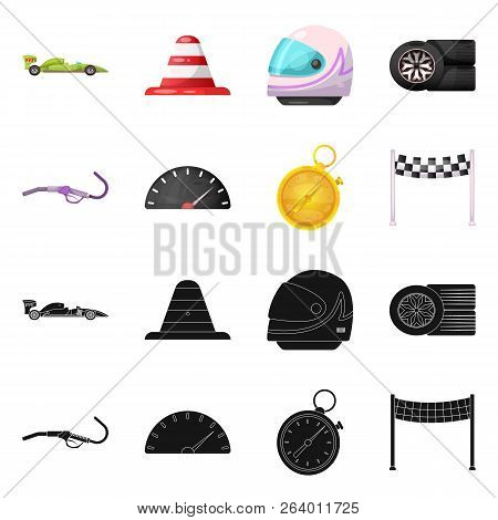 Vector Design Of Car And Rally Sign. Set Of Car And Race Stock Vector Illustration.