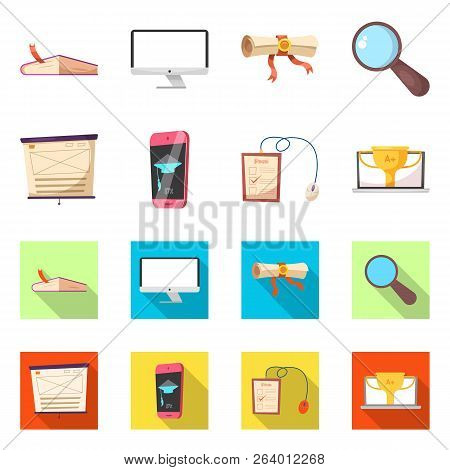 Isolated Object Of Education And Learning Icon. Set Of Education And School Vector Icon For Stock.
