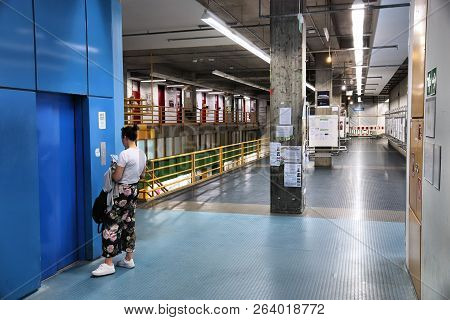 Nuremberg, Germany - May 7, 2018: People Visit The Department Of Economics At Fau (friedrich Alexand