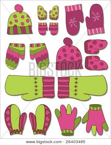 Conjunto de luvas e mitenes para Design de Inverno