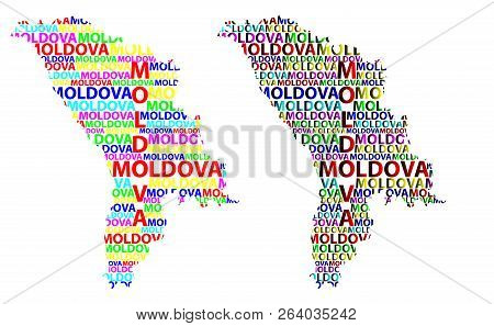 Sketch Moldova Letter Text Map, Republic Of Moldova - In The Shape Of The Continent, Map Moldova - C