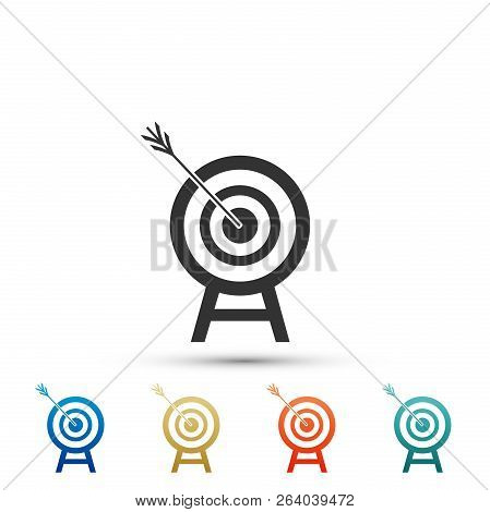 Target With Arrow Icon Isolated On White Background. Dart Board Sign. Archery Board Icon. Dartboard 