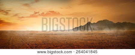 View On Desert With Mountains At Surise, Egypt