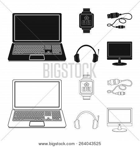 Isolated Object Of Laptop And Device Symbol. Set Of Laptop And Server Vector Icon For Stock.