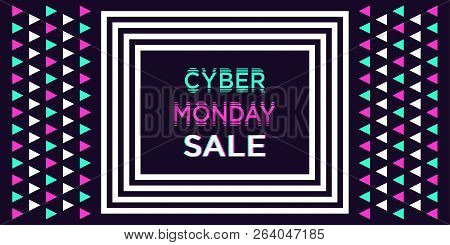 Cyber Monday Sale, Banner. Vector Illustration Of Cyber Monday Billboard With Border Of Concentric R