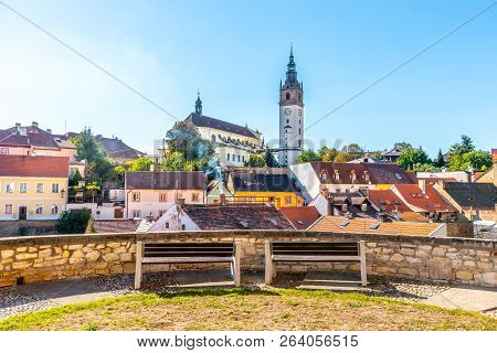 Litomerice Cityscape With Baroque St. Stephens Cathedral And Bell Tower, Litomerice, Czech Republic.