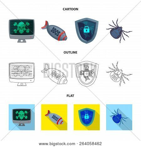 Isolated Object Of Virus And Secure Logo. Set Of Virus And Cyber Stock Vector Illustration.
