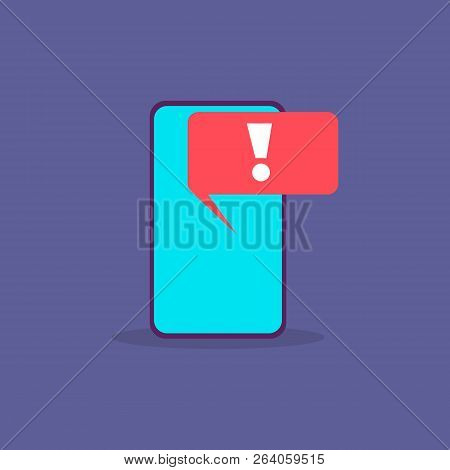 Virus Alert. Malware Notification On Smartphone Screen. Hacker Attack And Spam Message Vector Concep