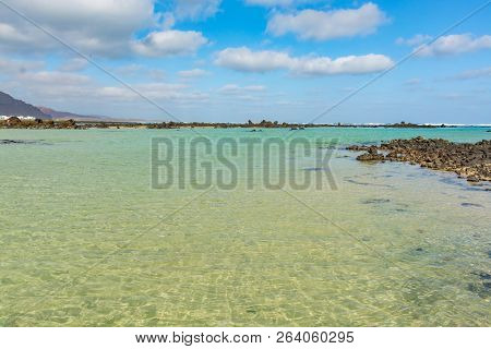Natural White Sand Beach Caleton Blanco On North Of Lanzarote Island, Canary, Spain,
