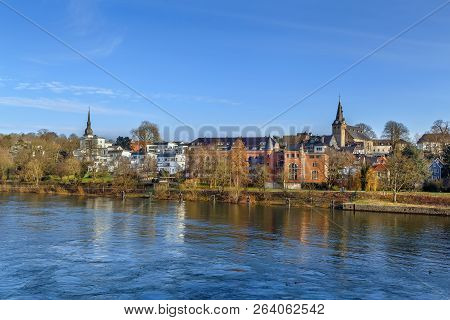View Of Kettwig Historic Center From Ruhr River, Germany