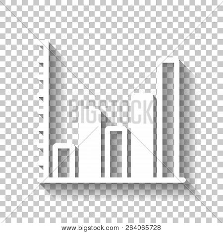 Finance Grapgic, Grow. White Icon With Shadow On Transparent Bac