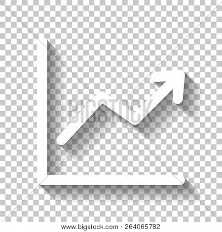 Finance Grapgic, Grow. White Icon With Shadow On Transparent Bac