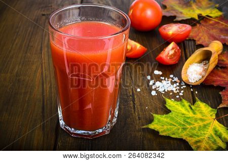 Natural Juice With Pulp From Fresh Ripe Red Tomatoes