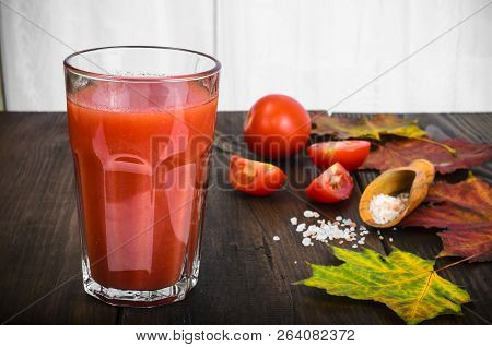 Natural Juice With Pulp From Fresh Ripe Red Tomatoes