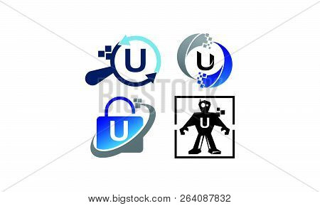 Technology Application U Template Set Logo Design