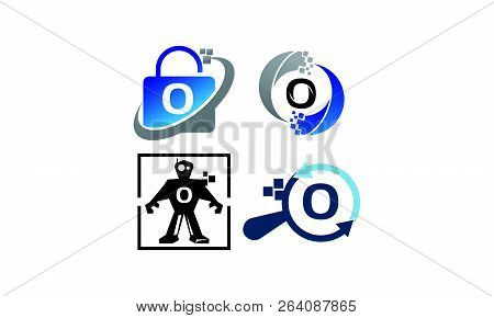 Technology Application O Template Set Logo Design