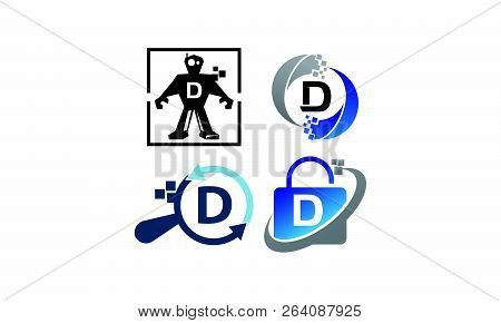Technology Application D Template Set Logo Design