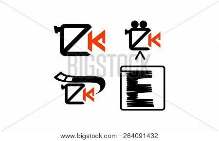 Movie Studio Letter E K Set Logo Design Vector