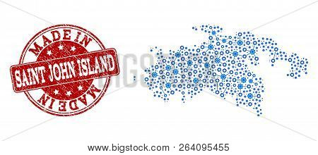 Map Of Saint John Island Vector Mosaic And Made In Grunge Stamp. Map Of Saint John Island Designed W