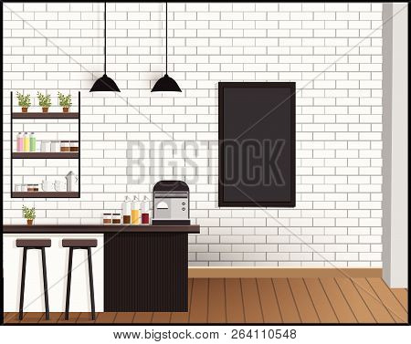 Meetings In Coffee Shops, Co Working Interior Vector Illustration