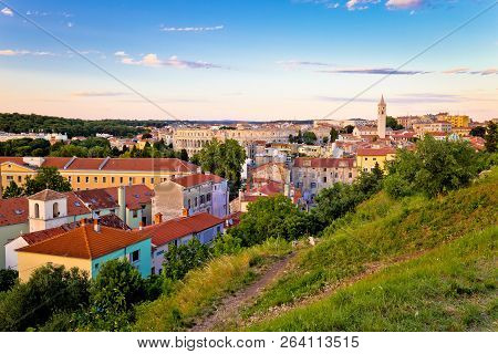 Panoramic View Of Pula From Hill, Istria Region Of Croatia