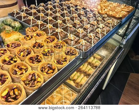 Travel To Caucasian Mineral Waters Region - Various Baklava Local Sweets In Pastry Shop In Pyatigors
