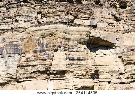 Travel To North Caucasus Region Region - Old Layered Rock In Caucasus Mountains In Karachay-cherkess
