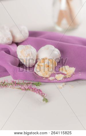Traditional portuguese sweets beijinhos, regional sweet from Pombal, Portugal.