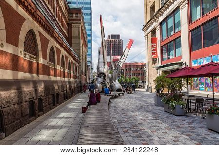 Philadelphia - Usa - September 19, 2018: Artistic Plane At Art District. Popular Touristic Places In