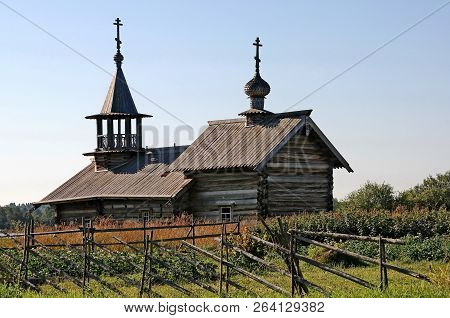 An Old Wooden Chapel. The Ensemble Of The Wooden Architecture In Kizhi Island. Wooden Architecture R