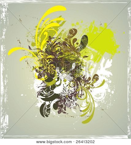 grunge květinové pozadí, vektorové ilustrace