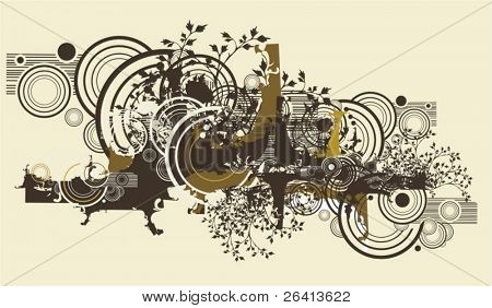 พื้นหลังนามธรรม & ประดับดอกไม้