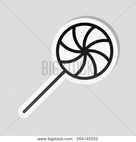 Candy Icon. Sticker Style With White Border And Simple Shadow On Gray Background