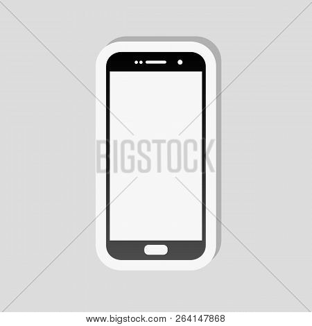 Sellphone Icon. Sticker Style With White Border And Simple Shado