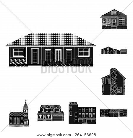 Vector Design Of Building And Front Logo. Set Of Building And Roof Vector Icon For Stock.