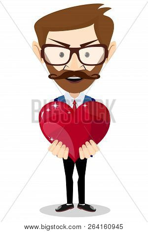 Icon For Person With Big Heart - Concept . Stock Flat Vector Illustration.