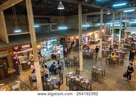 Kalasin,thailand - March 3, 2018: The Rocemill Market,night Street Food Market In Kalasin,thailand