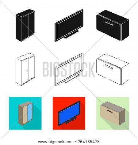 Vector Design Of Bedroom And Room Sign. Collection Of Bedroom And Furniture Vector Icon For Stock.