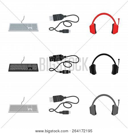 Vector Illustration Of Laptop And Device Sign. Set Of Laptop And Server Vector Icon For Stock.