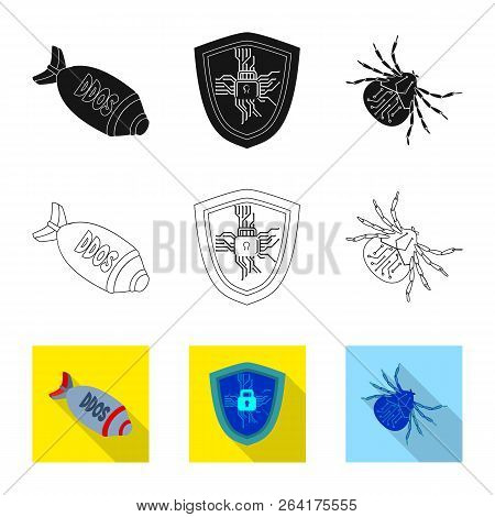 Vector Design Of Virus And Secure Logo. Set Of Virus And Cyber Stock Symbol For Web.